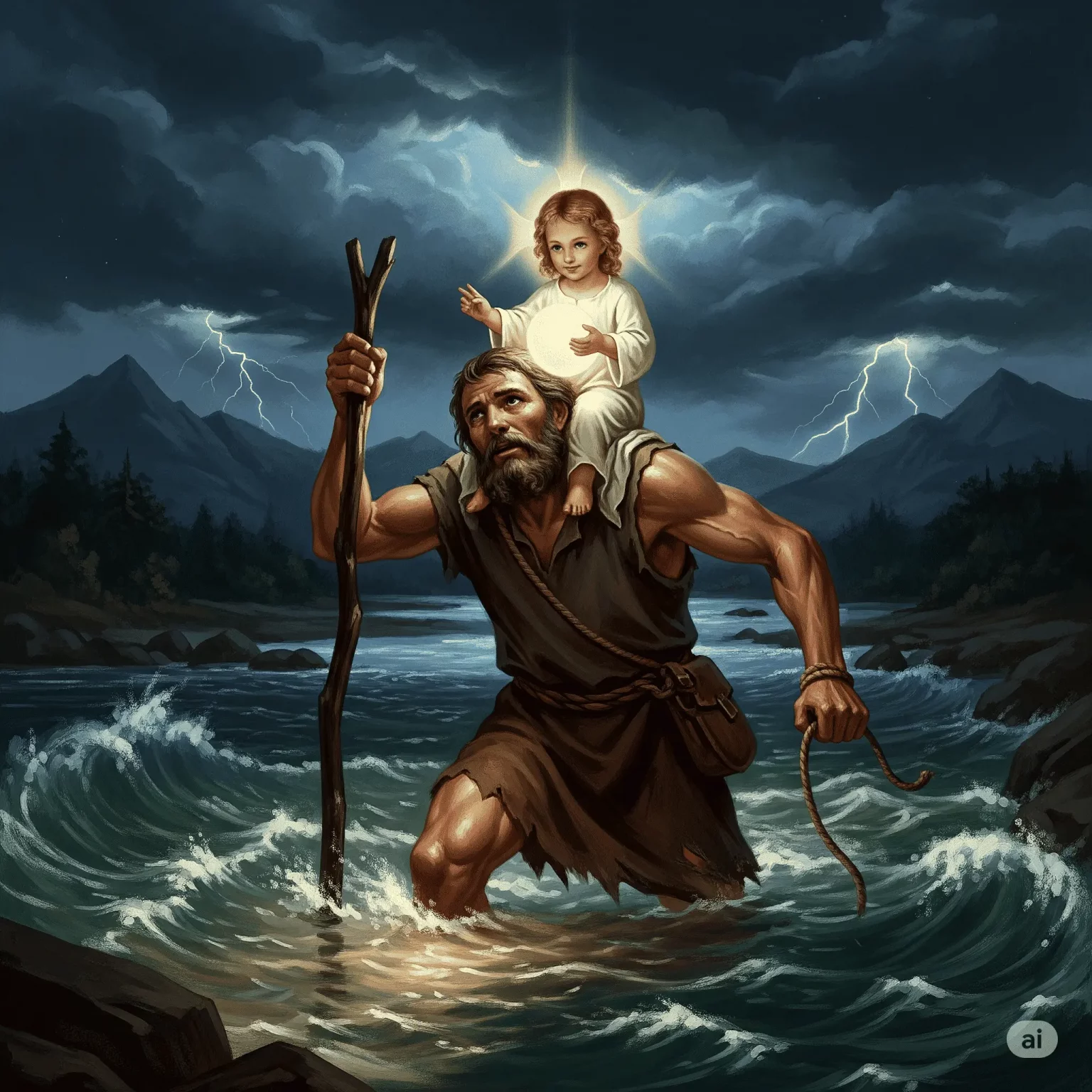 la leyenda de San Cristóbal y el Niño Jesús