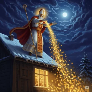 la leyenda de San Nicolás y los Tres Sacos de Oro
