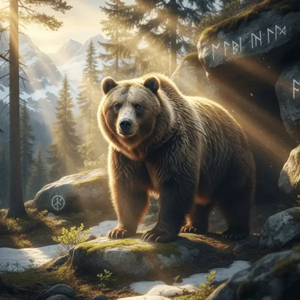 El Oso Karhu, animal sagrado nórdico, emerge de la hibernación simbolizando la fuerza interior y el renacimiento.