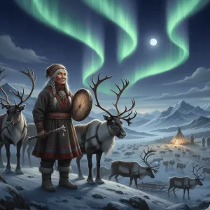 La Leyenda del Pueblo Sami representa la Sabiduría del Pueblo Sami, su conexión con el reno y la resiliencia en el entorno ártico.